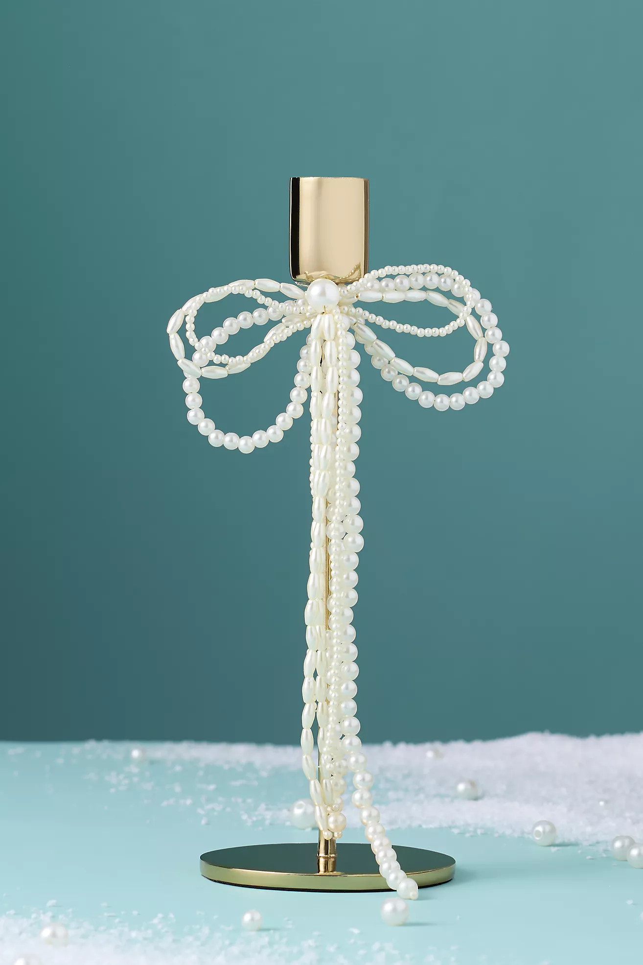 Gold & Pearl Bow Candle Holder | Anthropologie (US)