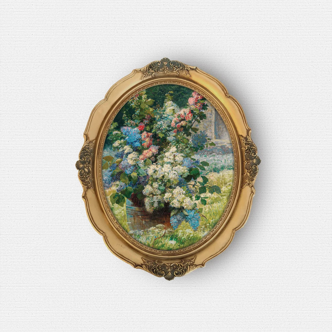Oval Unframed Art Print, Vintage Flower Garden Painting, Round Floral Art Print, Unframed Print -... | Etsy (US)