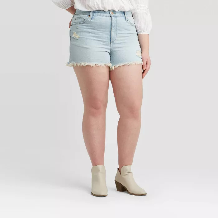 Women's Plus Size Fray Hem Jean Shorts - Universal Thread™ Medium Wash | Target