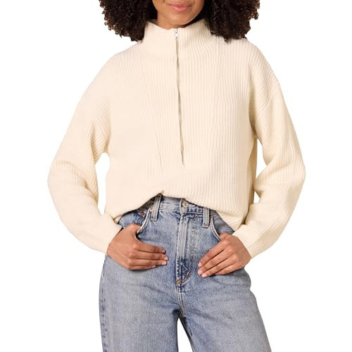Amazon Essentials Women's Sweaters, Dressy Casual, Mid Gauge Stretch, Half Zip, Polo Collar, Beige, XX-Large | Amazon (US)