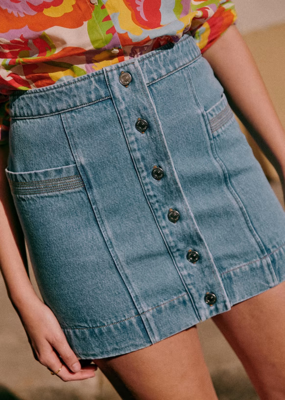 Jelena Skirt - Light Blue - Organic Cotton - Sézane | Sezane Paris