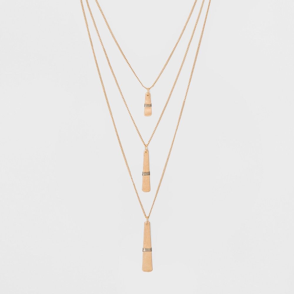 Multi Row Linear Bar and Wire Wrap Layered Necklace - Universal Thread Gold, Women's | Target