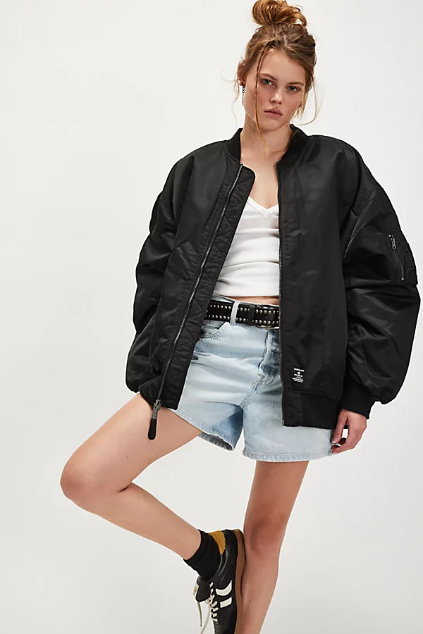 Alpha Industries Oversized MA-1 Mod Flight Jacket at Free People in Black, Size: Small | Free People (UK)