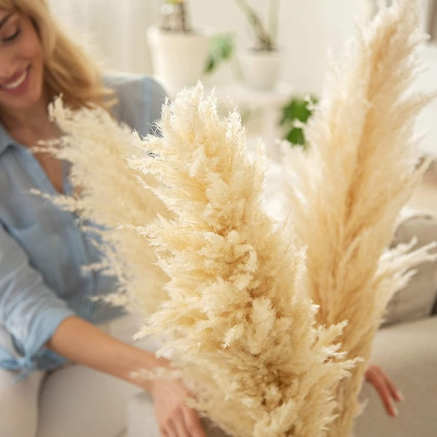 ZIFTY 7-Pcs 38"/3.1FT Artificial Pampas Grass Large Tall Fluffy Faux Bulrush Reed Grass for Vase Fil | Amazon (US)