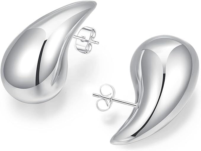 Tear Drop Earrings Dupes For Women, 14k Gold Plated Hollow Chunky Hoop Hypoallergenic Waterdrop F... | Amazon (US)