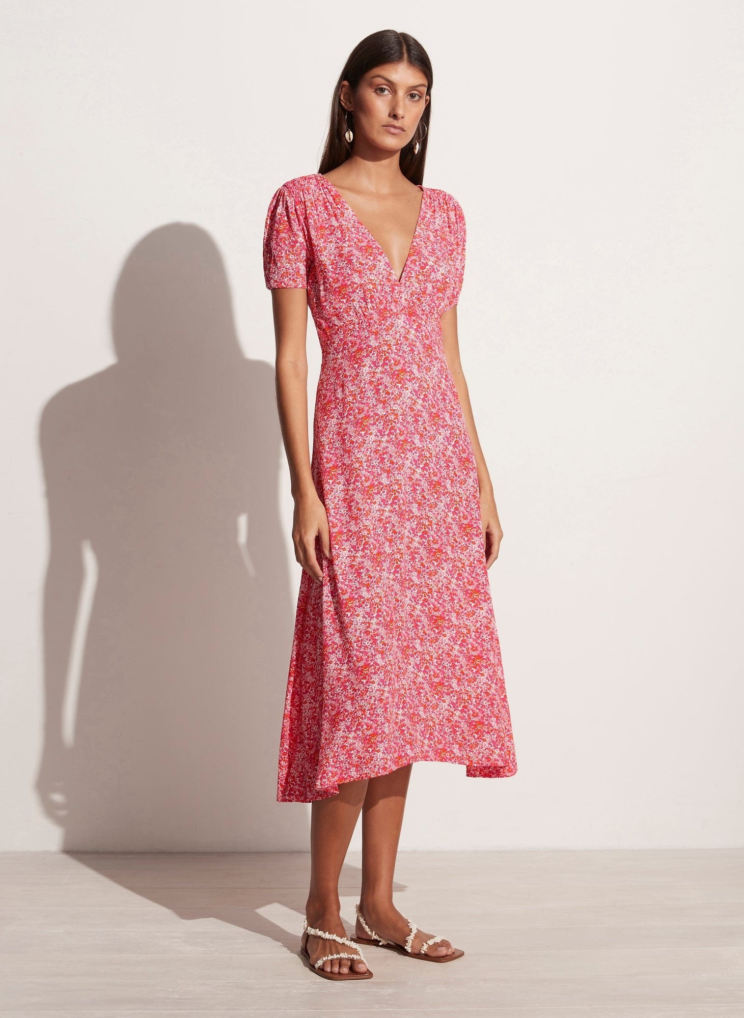 Raphaela Midi Dress Almona Floral Print | Faithfull (AU)