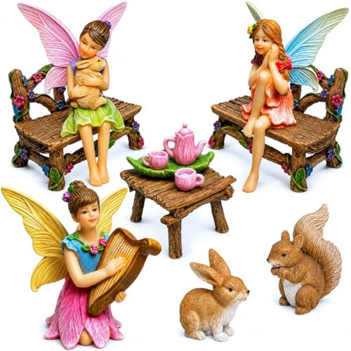 Mood Lab Fairy Garden Figurines - Miniature Decor Set (12 pcs) - Statues & Accessories - Outdoor & Indoor Garden Decor | Amazon (US)