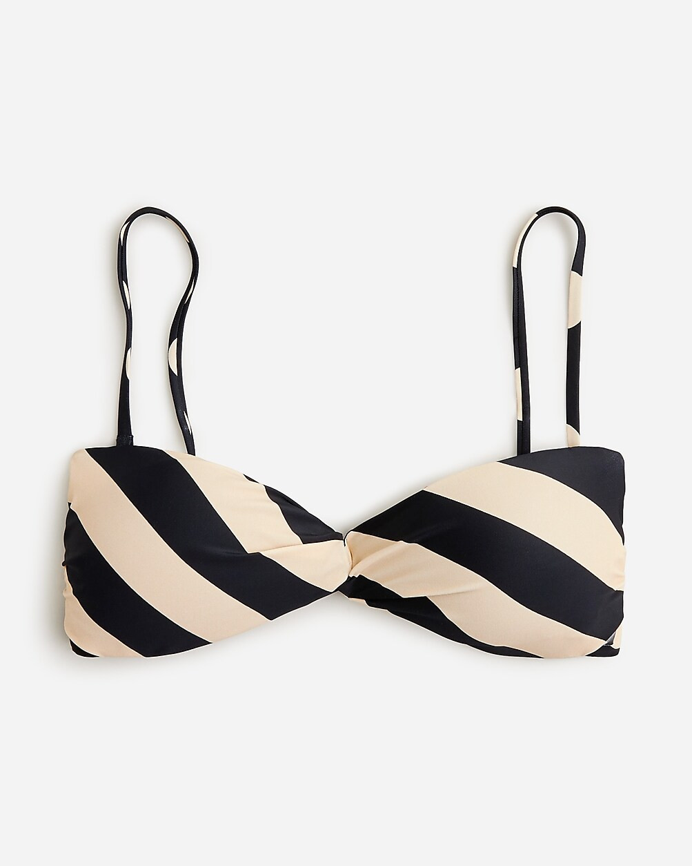 Twist-front bikini top in reversible dot-stripe print | J. Crew US