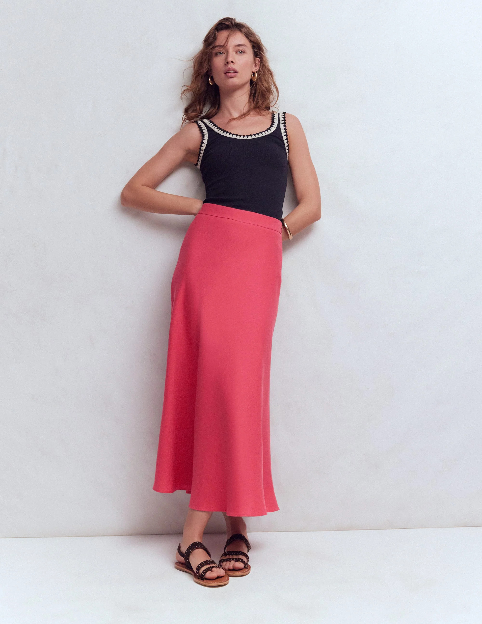 Boden Women's Bias Cut Linen Slip Skirt in Pink | Size 16/18 | Boden (US)