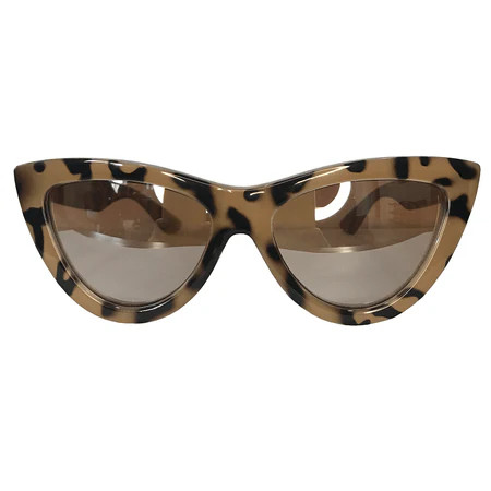 Belle Collection - Animal Print Cat Eye Sunglasses w/ Silver Mirrored Lenses | AC Brazil (US)
