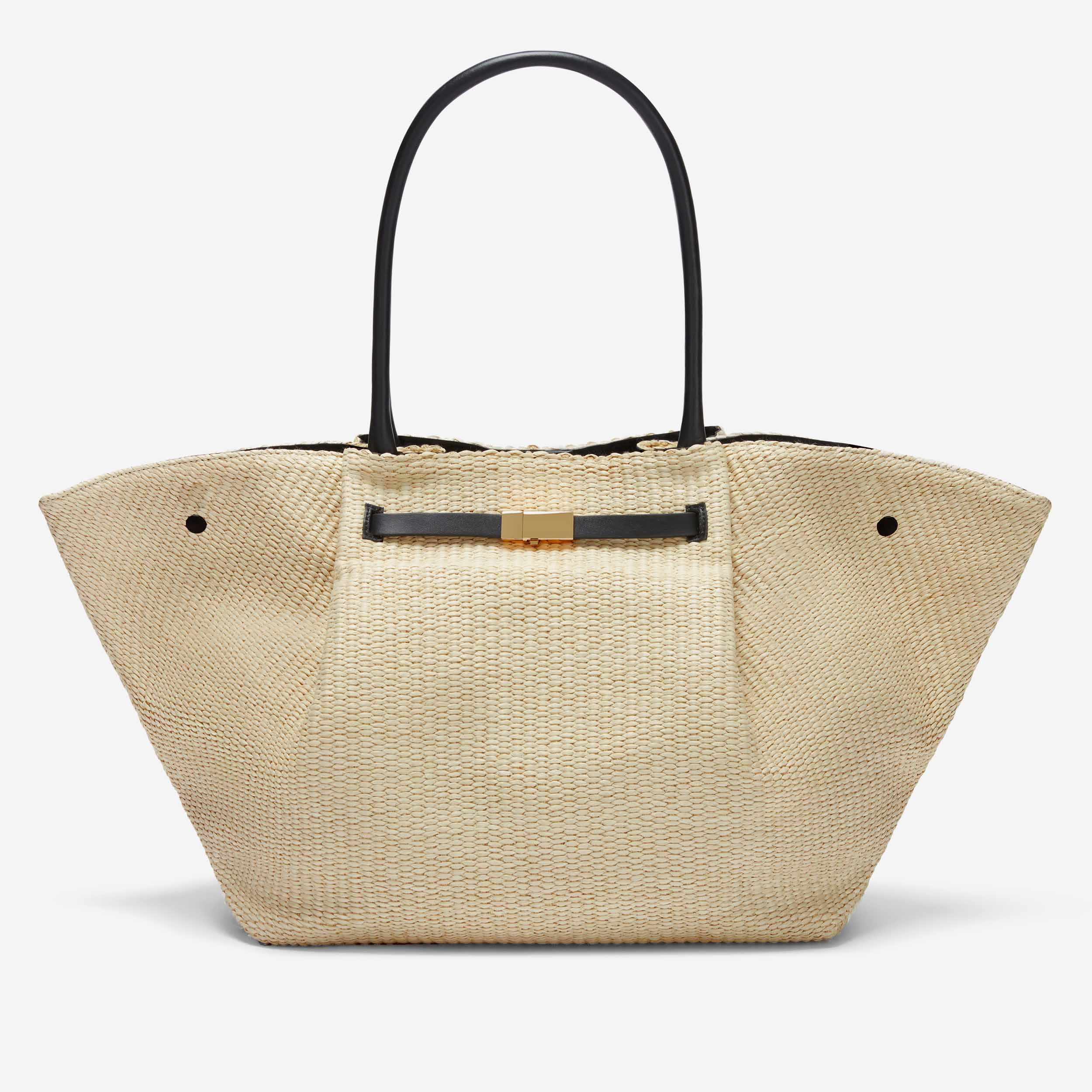 The New York | Natural Raffia & Black Smooth | DeMellier | DeMellier
