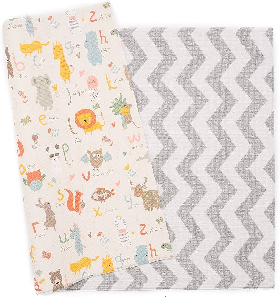 Baby Care Play Mat (Large, Zig Zag - Grey) 82'' x 55'' Original One-Piece Reversible Rollable Wat... | Amazon (US)