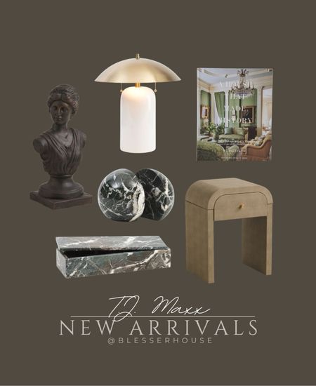 TJ Maxx new home decor accents!

Shelf decor, nightstand, side table, accent table, coffee table book, table lamp, marble accents, marble box, decorative box, bust

#LTKhome