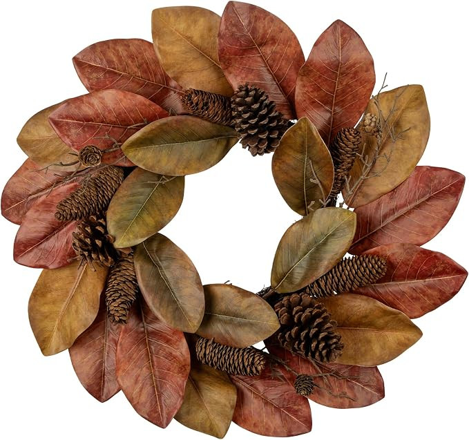 Briful 20 Inch Fall Magnolia Wreath for Front Door | Amazon (US)
