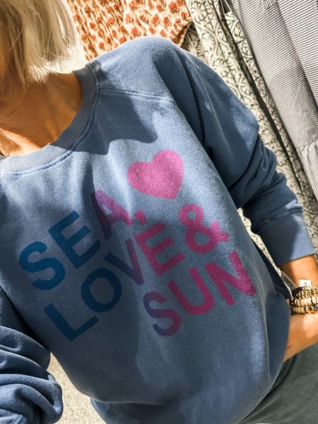 On sale, new arrival, spring vacation, graphic sweatshirt, sun, beach, love, sun, warm weather 
I sized up to a 1 in this (like a small)

#LTKFind #LTKstyletip #LTKsalealert