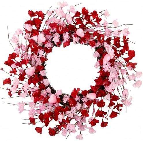 MAINGKAUNG 20 Inch Valentine's Day Wreath, Valentines Day Wreaths for Front Door, Valentine Day W... | Amazon (US)