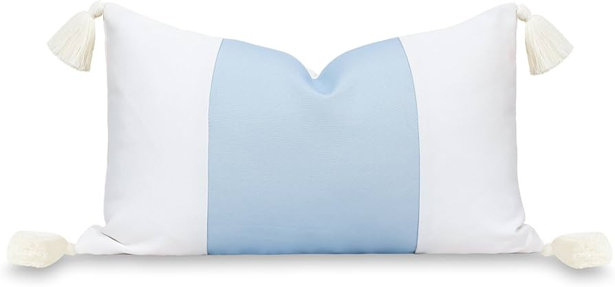 Hofdeco Premium Coastal Patio Indoor Outdoor Lumbar Pillow Cover Only, 12"x20" Water Repellent fo... | Amazon (US)