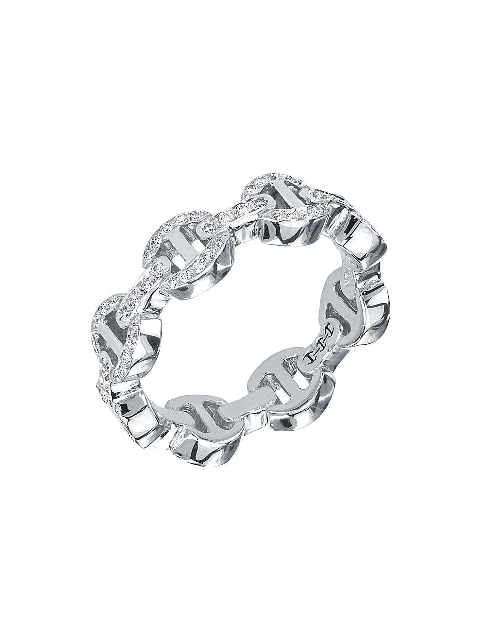 Women's Heritage Dame Tri-Link 18K White Gold & Diamond Ring - White Gold - Size 6 | Saks Fifth Avenue