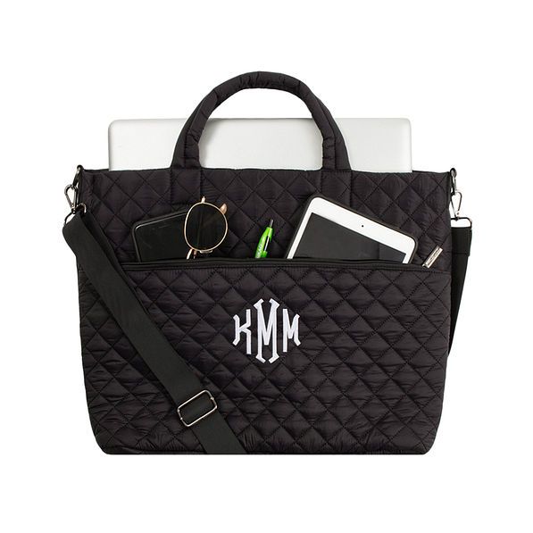 Monogrammed Quilted Laptop Bag | Marleylilly