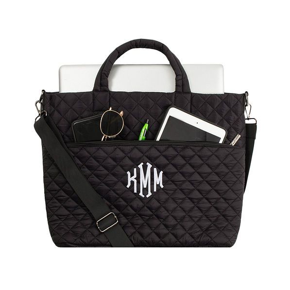 Monogrammed Quilted Laptop Bag | Marleylilly