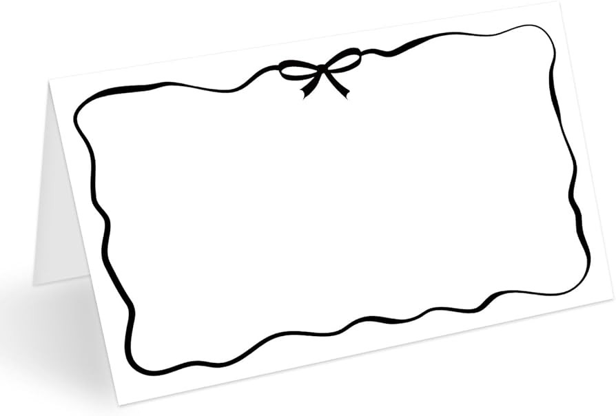 Black Bow Wave Border Place Cards for Table Setting, Blank Name Card for Banquet, Set of 25 Seati... | Amazon (US)