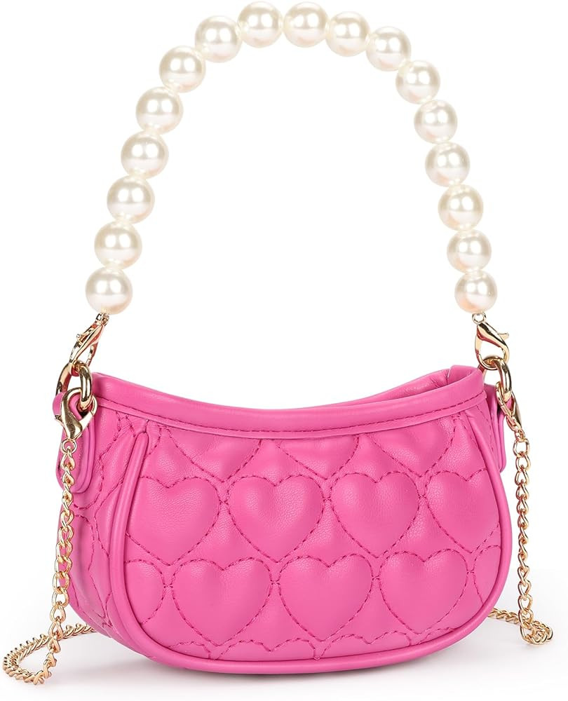 mibasies Pearl Girls Purse for Kids Age 2-4, Little Girl Purse Gift Toddler Shouler Bag (Pink) | Amazon (US)