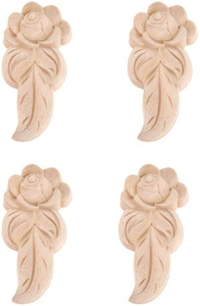 MUXSAM 4-Pack Wood Appliques Carved Onlay for Furniture(Style B:19x5.5cm/7.48"x2.17"), Corner Dec... | Amazon (US)