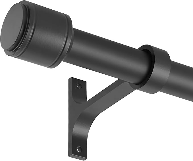 Black Curtain Rods for Windows 16-168 Inch, 1 Inch Diameter Blackout Curtain Rod with Aluminum Cy... | Amazon (US)