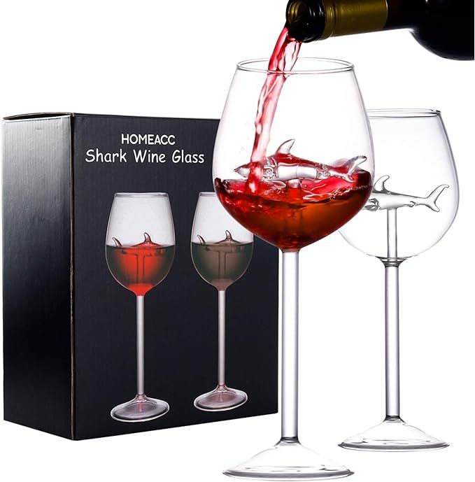 Shark Wine Glasses with Shark Inside,Great Gift for Birthday Anniversary Wedding Party Christmas ... | Amazon (US)