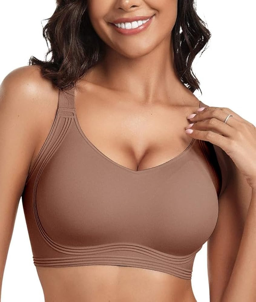OEAK Push Up Bras No Underwire Full Coverage V Neck Bra Wireless | Amazon (US)