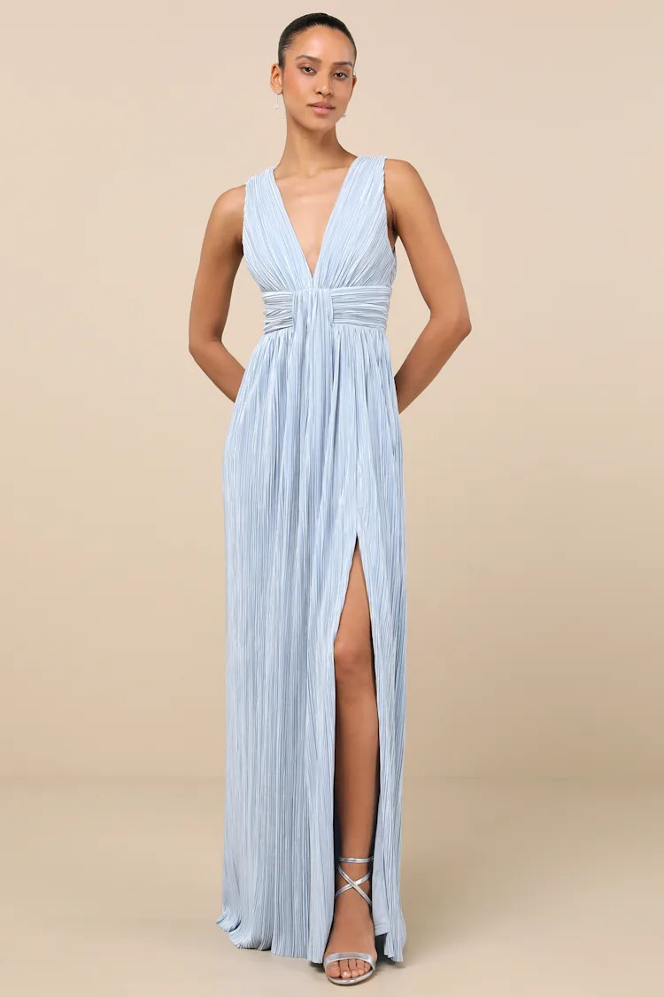 Melitta Light Blue Plisse Sash Maxi Dress | Lulus