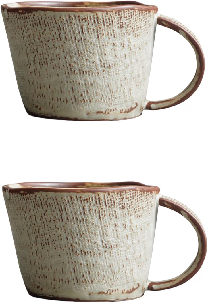2-pcs handcrafted clay water cups, couple cups, household coffee, hot tea, oatmeal, milk cups (30... | Amazon (US)