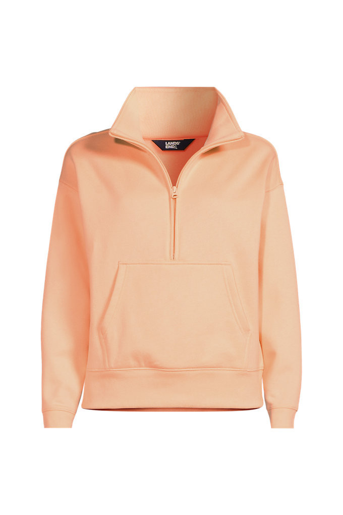Women's Relaxed Serious Sweats Long Sleeve 1/2 Zip Sweatshirt - Lands' End - Orange - S | Lands' End (US)
