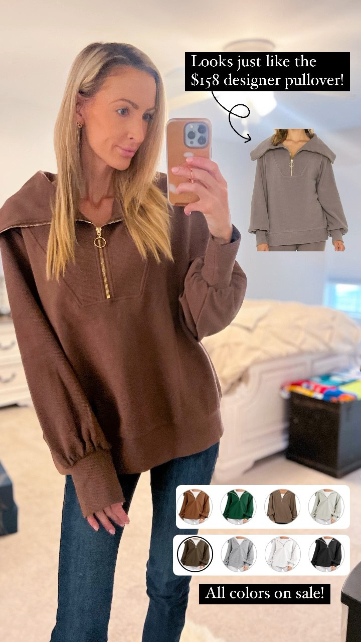 Oversized pullover quarter zip ON SALE! Wearing a size small (brown color), fit is TTS. All colors included in this sale, no code required.


Pullover
Designer inspired
Designer lookalike
Quart zip pullover
Oversized pullover
Winter outfit
Casual chic

#LTKSeasonal #LTKVideo #LTKU #LTKover40 #LTKstyletip #LTKworkwear

#LTKsalealert #LTKfindsunder50 #LTKMostLoved