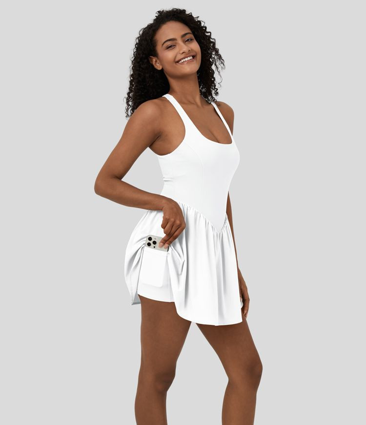 Breezeful™ Backless Corset 2-in-1 Pocket Mini Quick Dry Flowy Pickleball Active Dress | HALARA