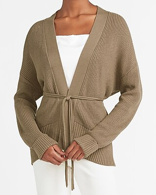 Ribbed Belted Cardigan | Express