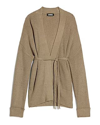 Ribbed Belted Cardigan | Express