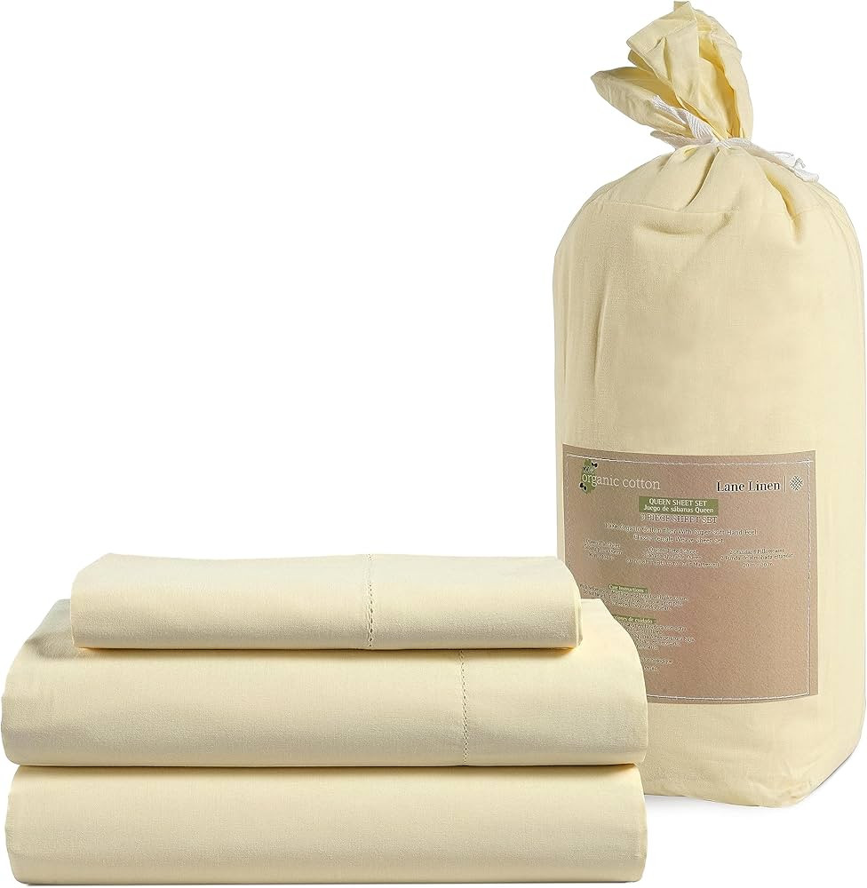 LANE LINEN 100% Organic Cotton Twin Sheets Set 3-Piece Pure Percale Long Staple Bedding Breathabl... | Amazon (US)