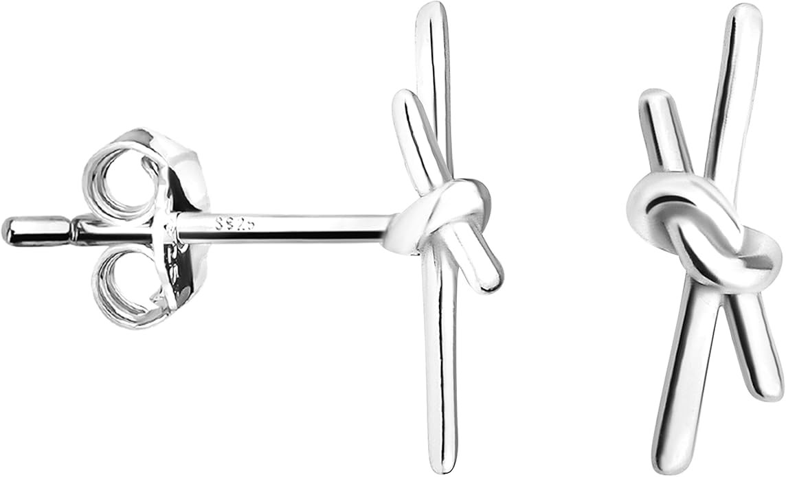 SOFIA MILANI - Solid 925 Sterling Silver Earrings for Women - Knot Stud Earrings Silver - 20897 | Amazon (US)