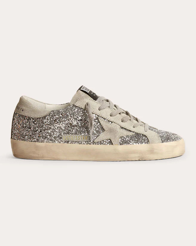 Golden Goose Women's Super Star Sneaker in Silver/ice Suede/Leather/Rubber | Olivela