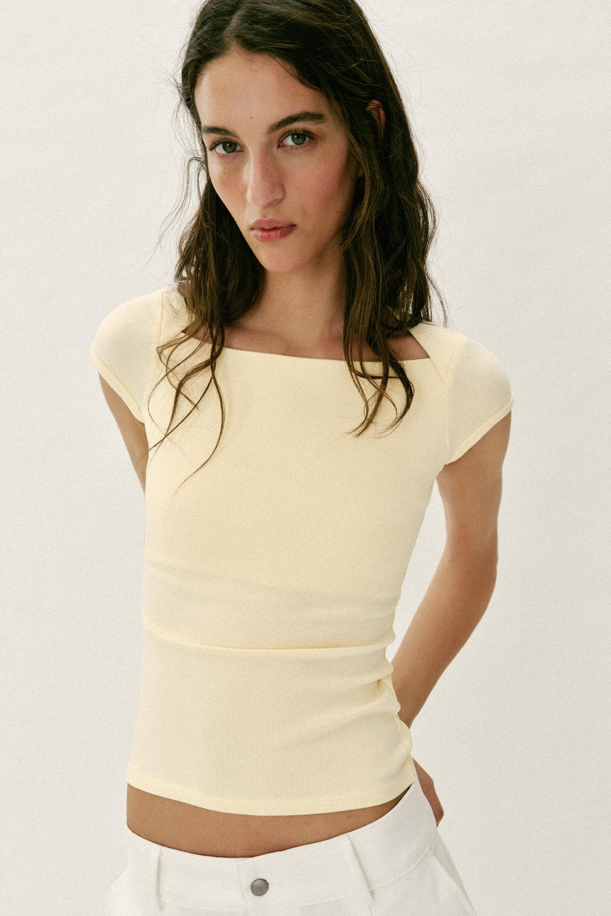 SQUARE NECKLINE T-SHIRT | Zara UK