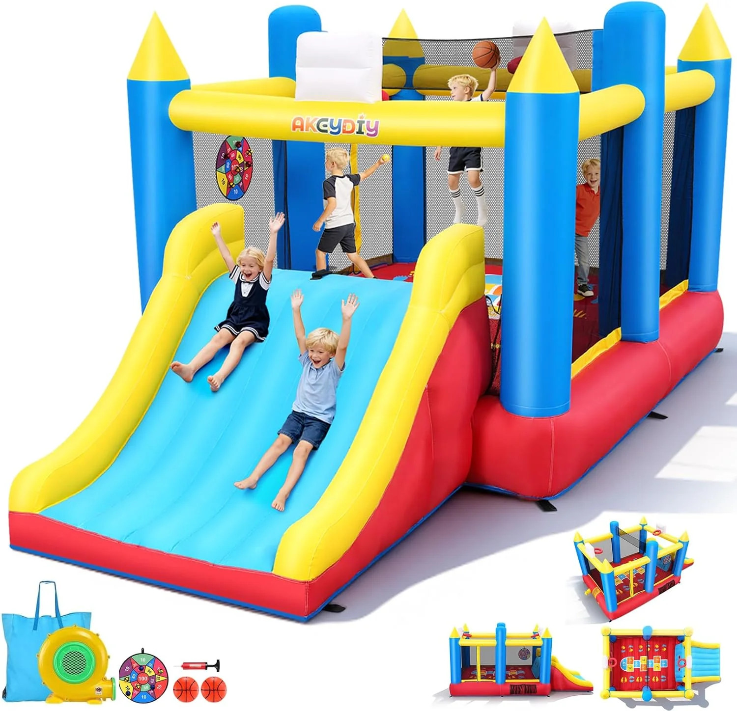 Adnoom Inflatable Bounce House for Big Kids 3~12, 15'x8' Large Bouncy House with 480w Blower, Ind... | Walmart (US)