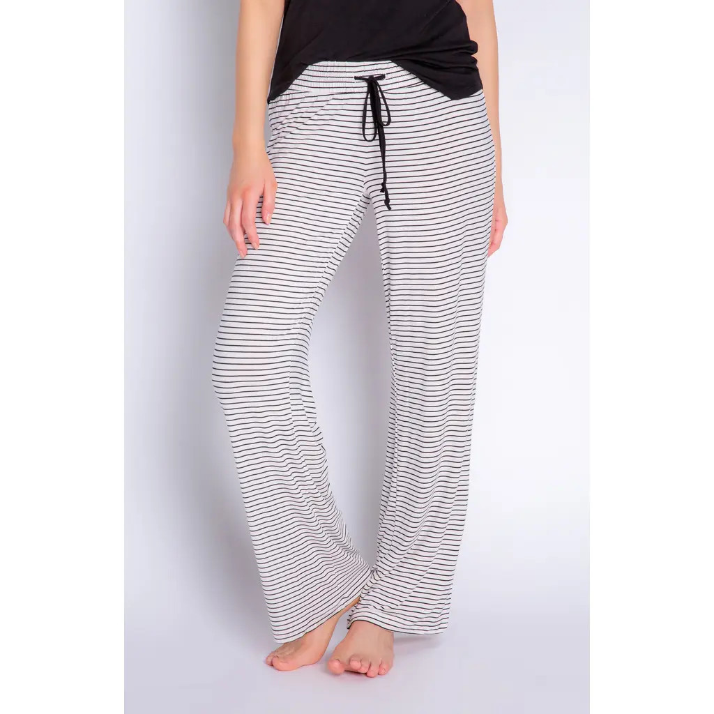 PJ Salvage Stripe Tie Waist Pajama Pants in Ivory at Nordstrom, Size X-Small | Nordstrom