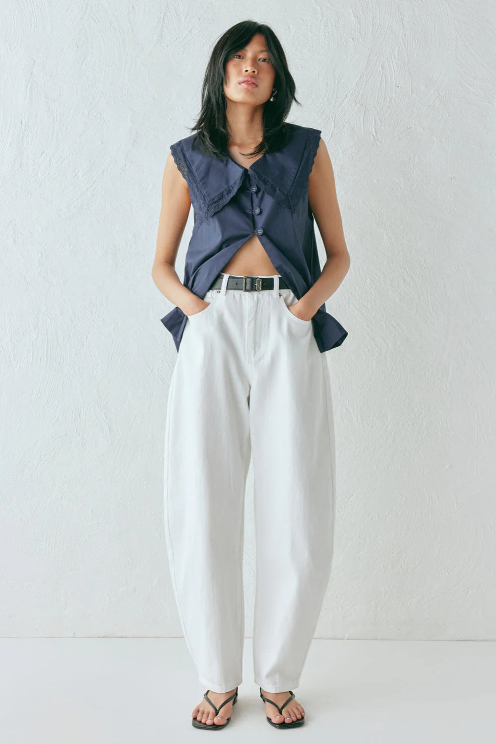 Lex Barrel Denim Jeans White | VRG Grl