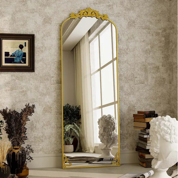 Arched Full Length Mirror with Baroque Flower Design - Bed Bath & Beyond - 40386099 | Bed Bath & Beyond