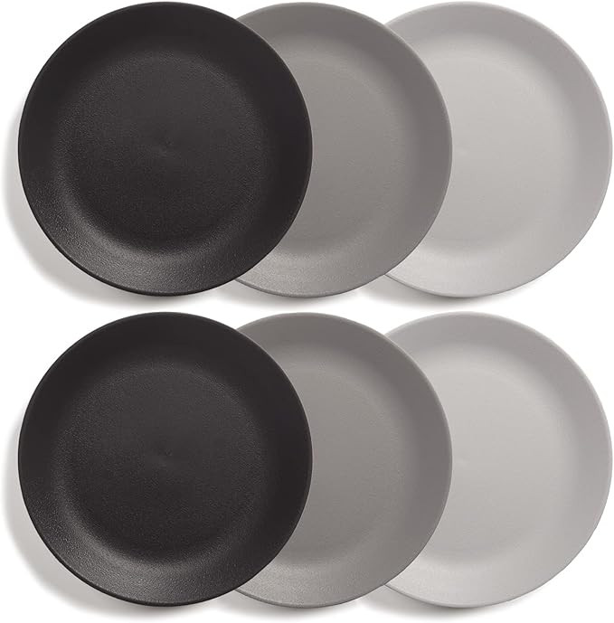 US Acrylic Everest Ultra-Durable Plastic 10 inch Dinner Plates in Grey Stone | set of 6 Reusable,... | Amazon (US)
