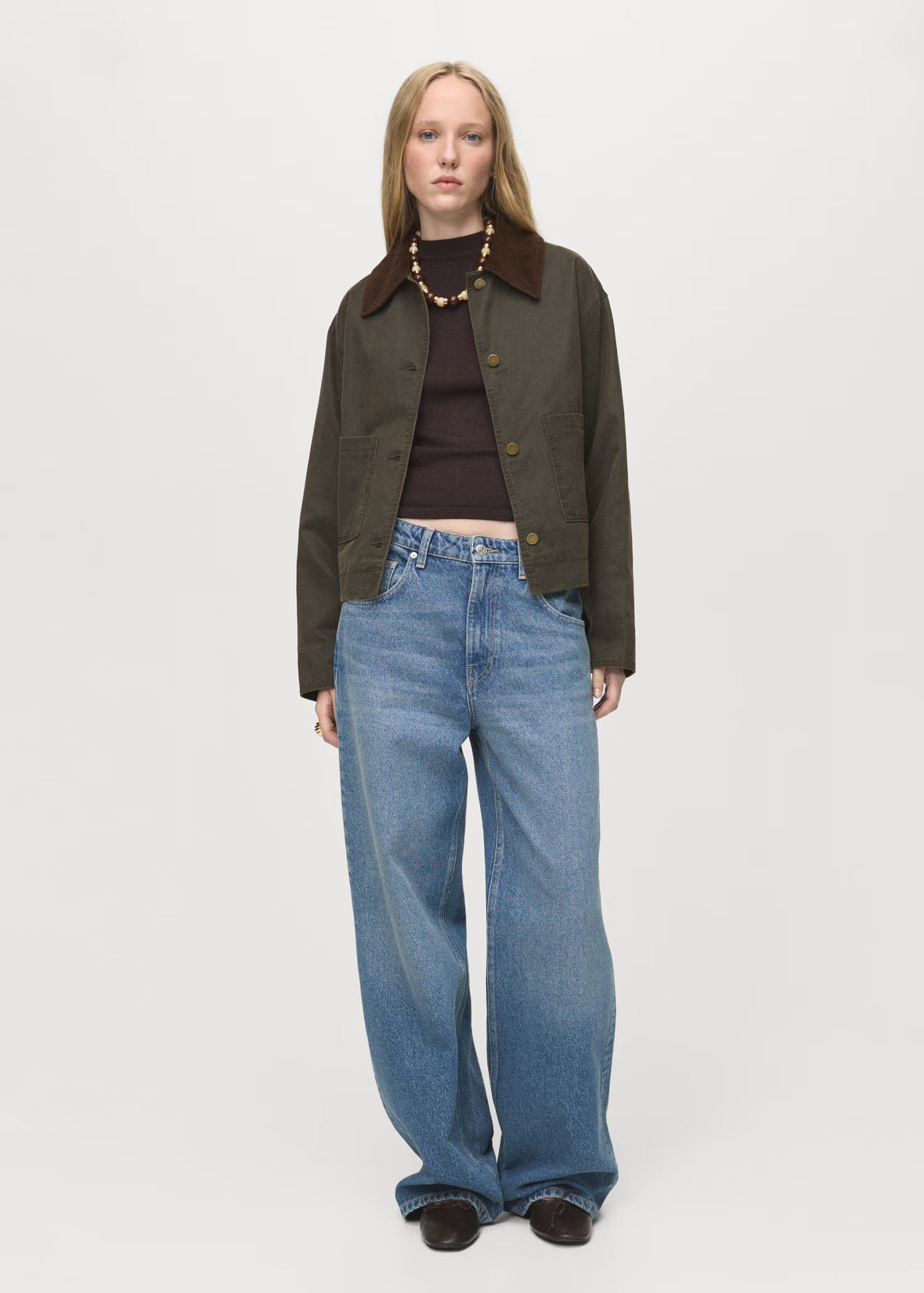 Denim parka with corduroy collar - Women | MANGO United Kingdom | MANGO (UK)