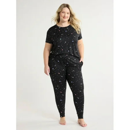 Joyspun Women s and Women’s Plus Sleep Tee and Joggers Pajama Set 2-Piece Sizes XS to 3X | Walmart (US)