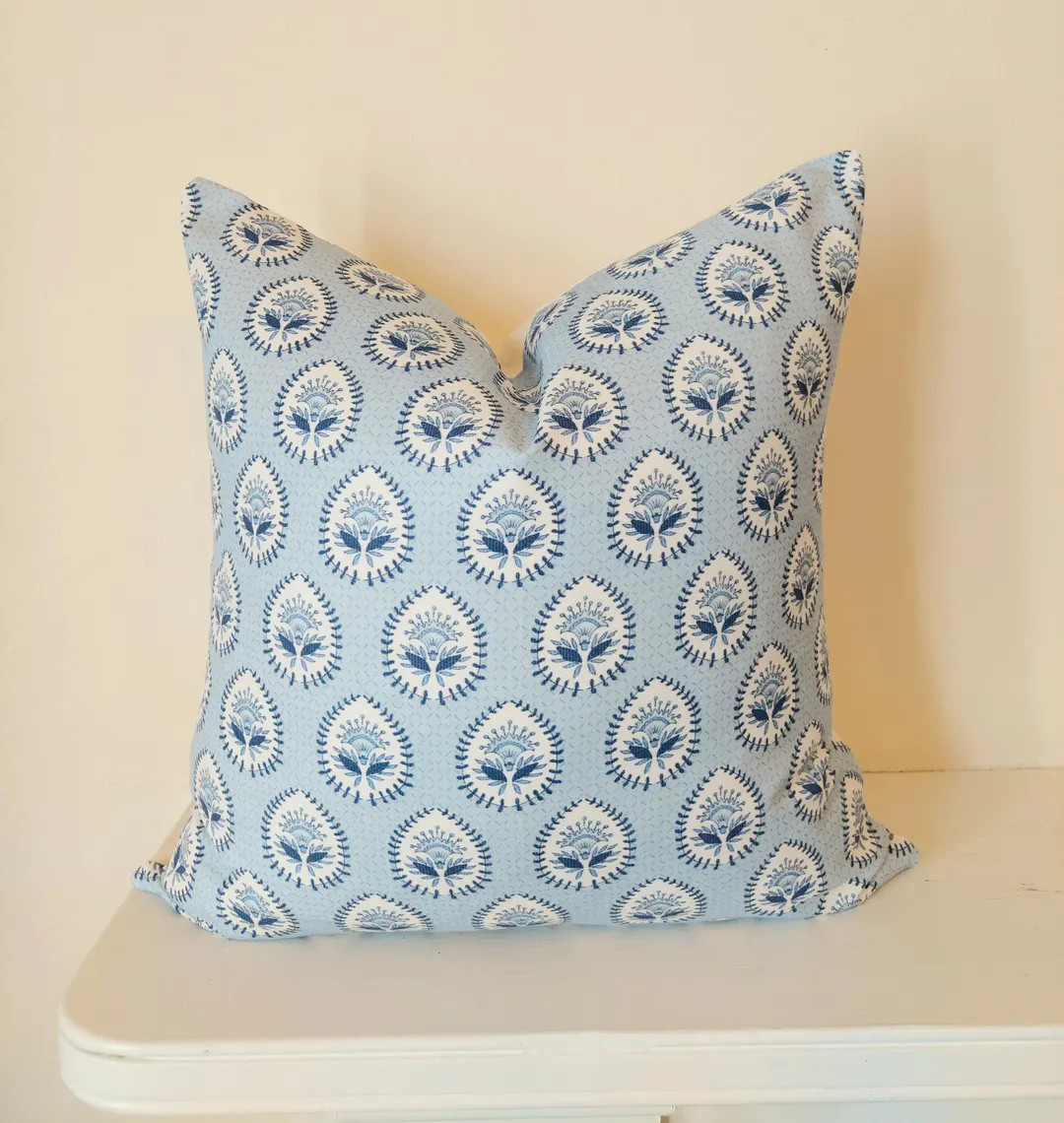 Fluer Woodblock Pillow Cover, Ethnic Pillow, Grand Millennial | Etsy (US)
