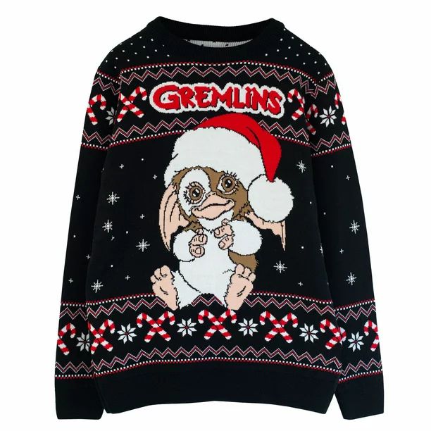Gremlins Womens Gizmo Candy Cane Knitted Christmas Sweater | Walmart (US)